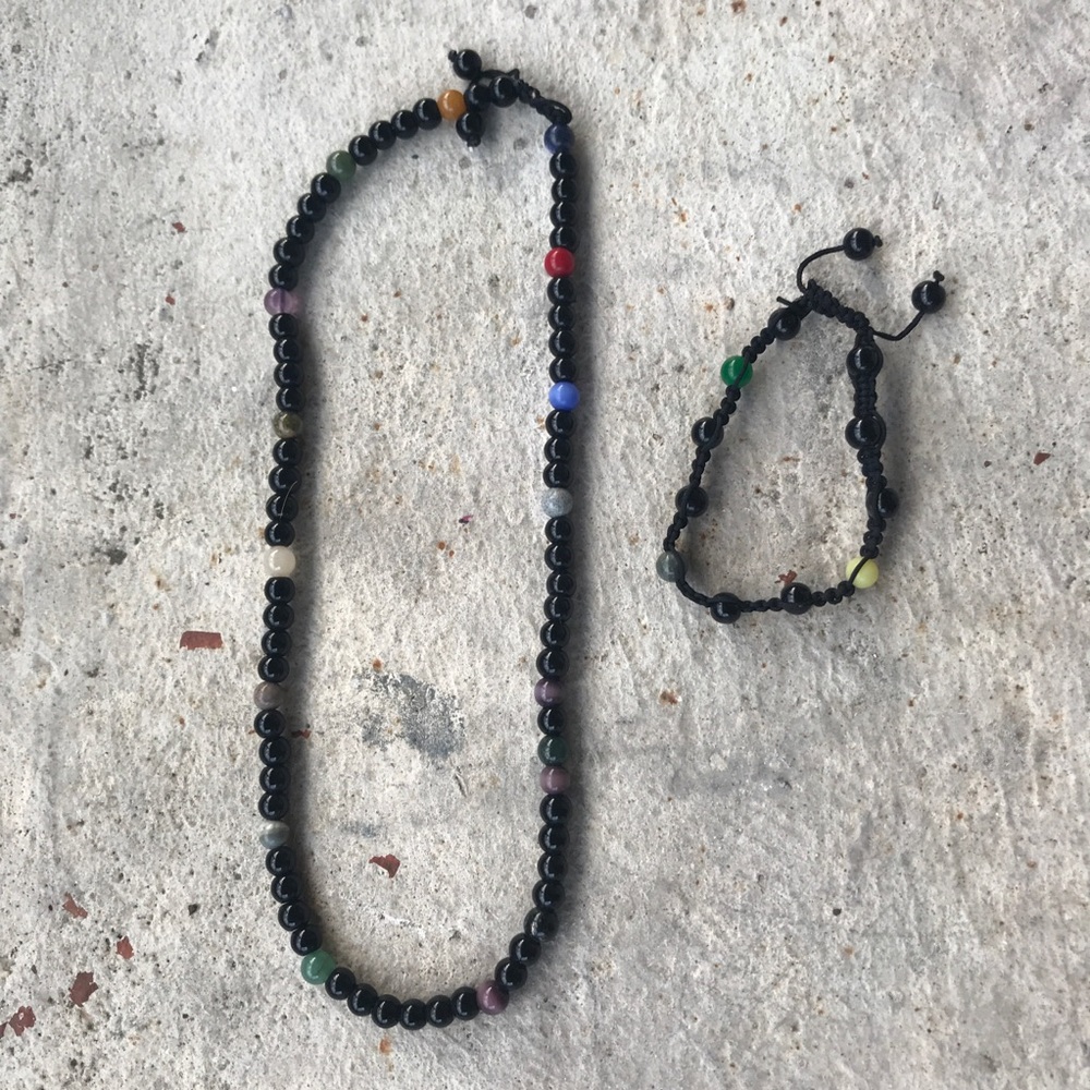 Bead necklace & bracelet set